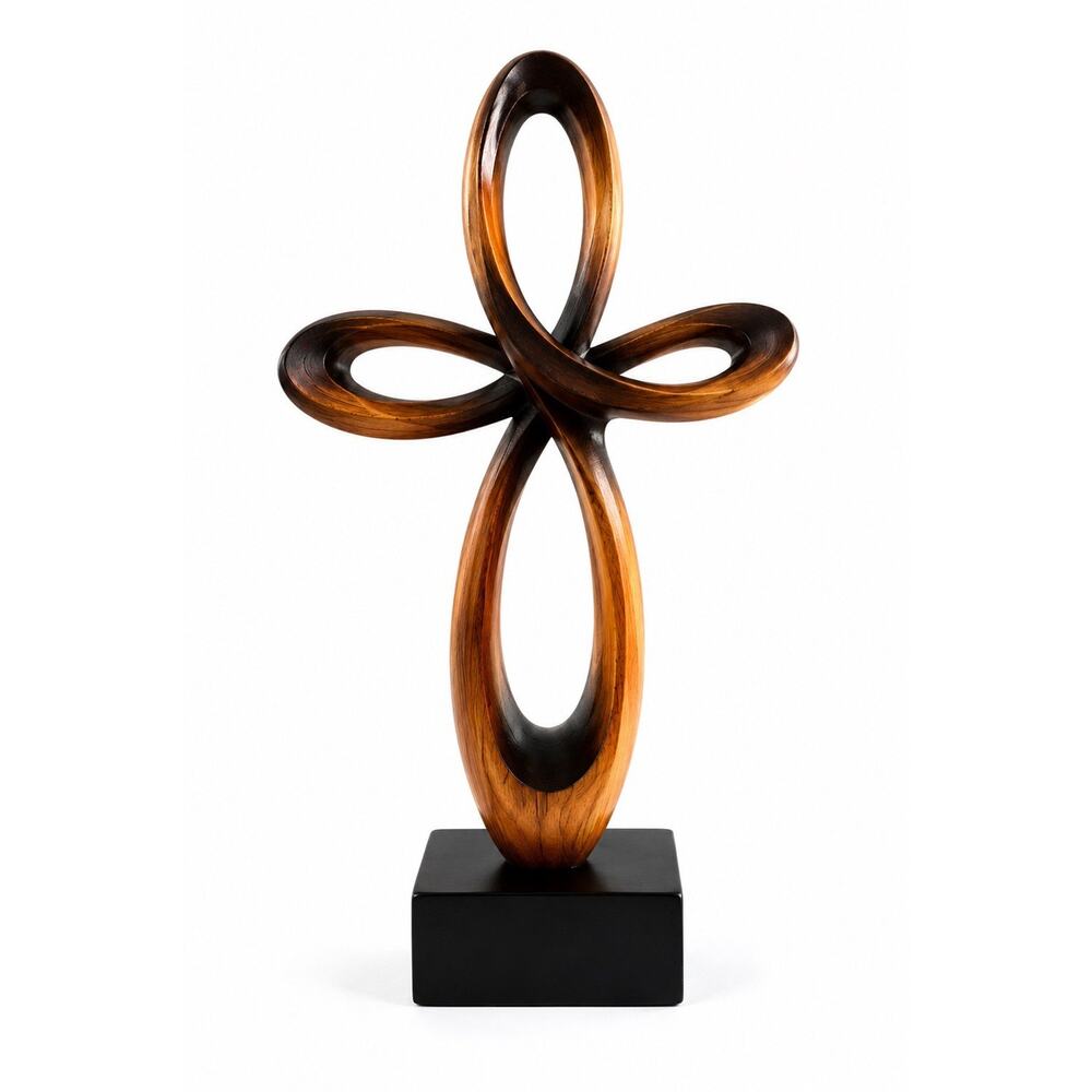 Modern Abstract Wooden Cross Sculpture Contemporary Christian Decor 12”